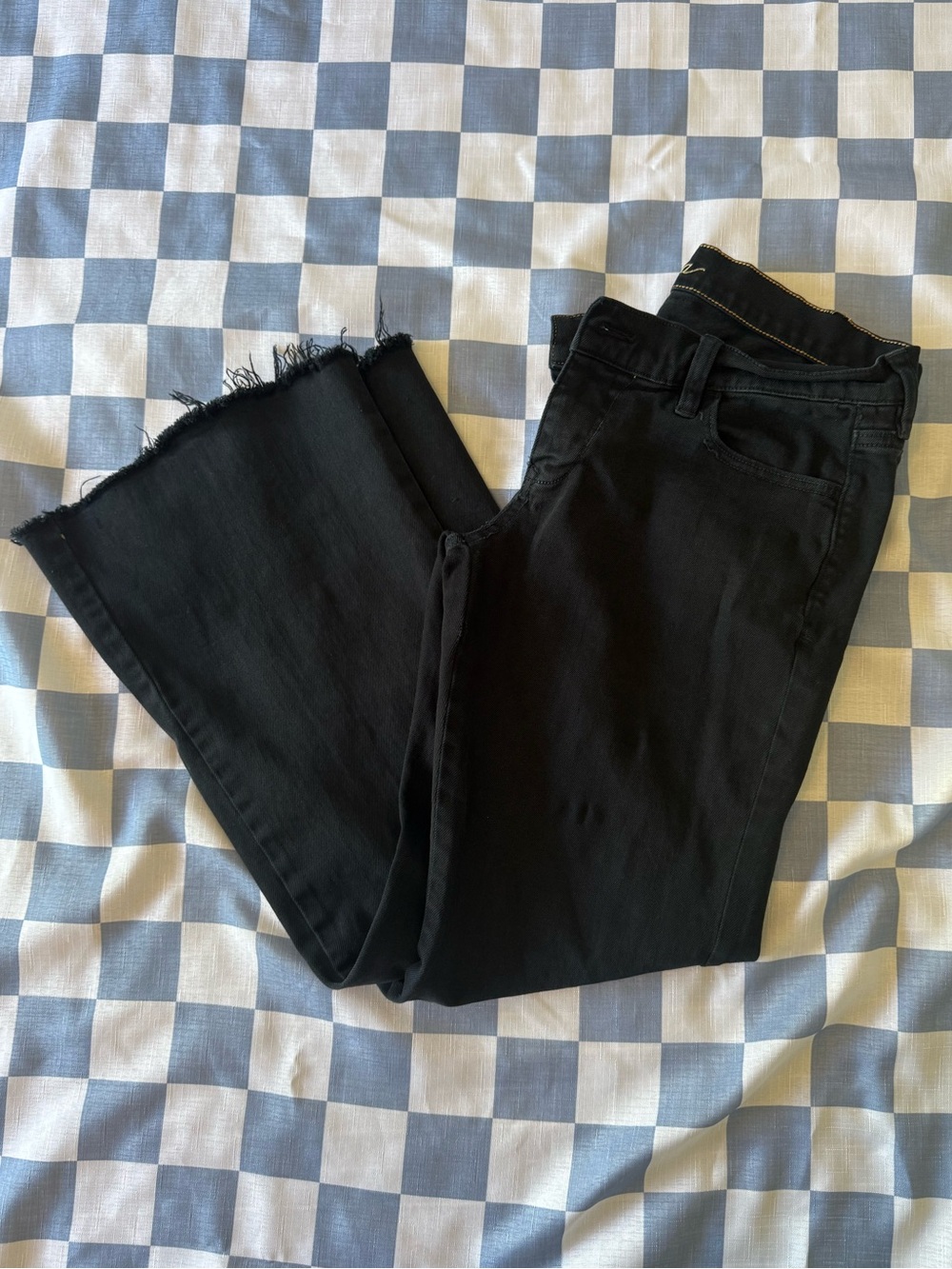 Old Navy Black Wide-Leg Frayed Hem Jeans